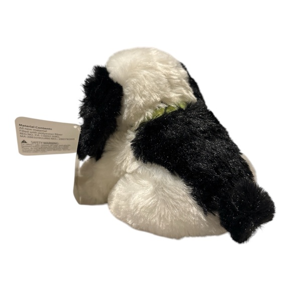 Plush White And Black Dog Happy Easter Bib With Bunny Ears Spring Plushie NWT - Picture 3 of 5